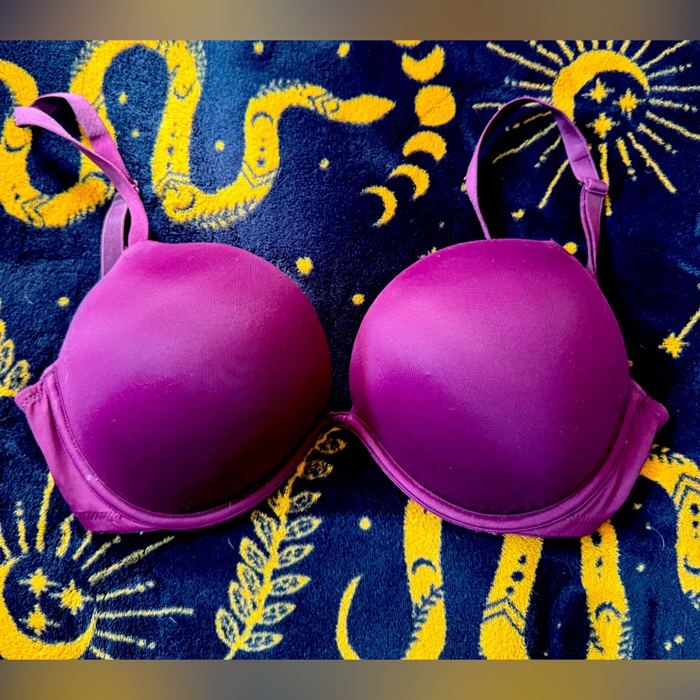 VS pink maroon super push up bra 34DD